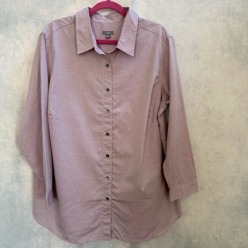 J. Jill Womens‎ Dusty Pink 100% Cotton Button Down Oversized Relaxed Top Size 2X